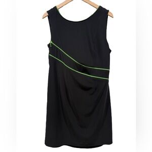 Joseph Ribkoff Black Sleeveless Green‎ Zipper Mini Dress Sz 14
